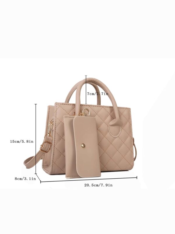 Khaki Quilted Square Bag - Image 3