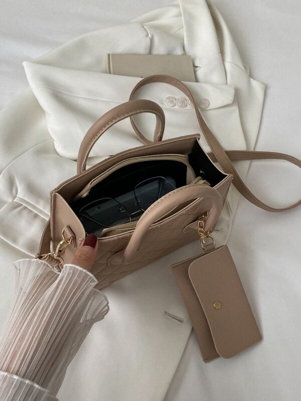 Khaki Quilted Square Bag - Image 5