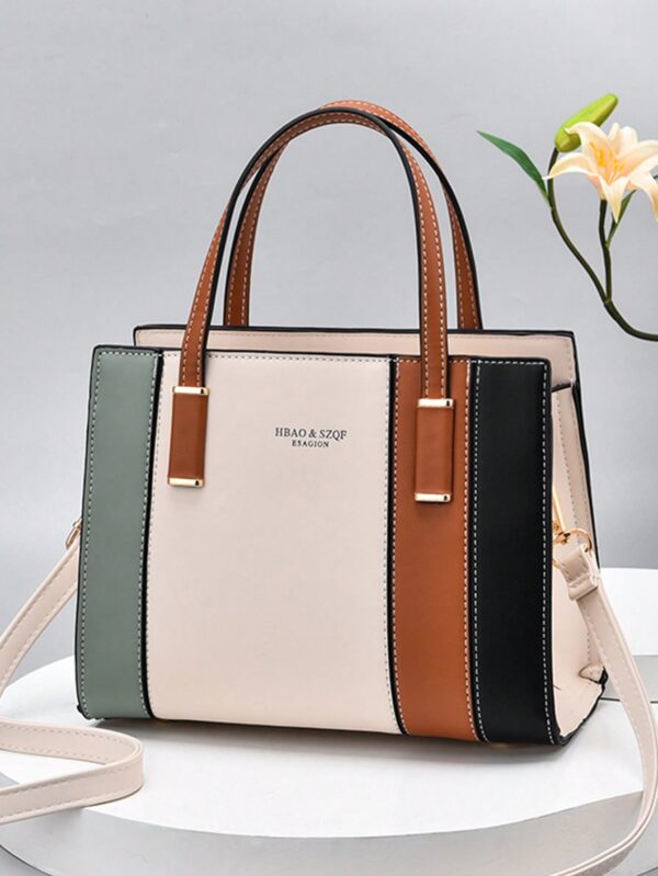 Elegant Striped Colorblock Crossbody Handbag