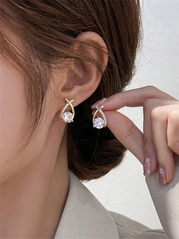 Waterdrop Cubic Zirconia Stud Earrings - Image 2