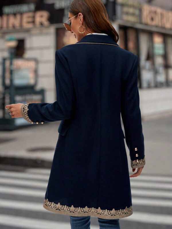 Elegant Double Breasted Overcoat with Trim - Image 2