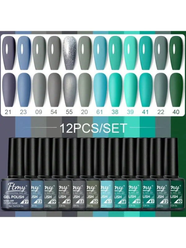 Vibrant 12-Piece Gel Nail Polish Set - Image 6