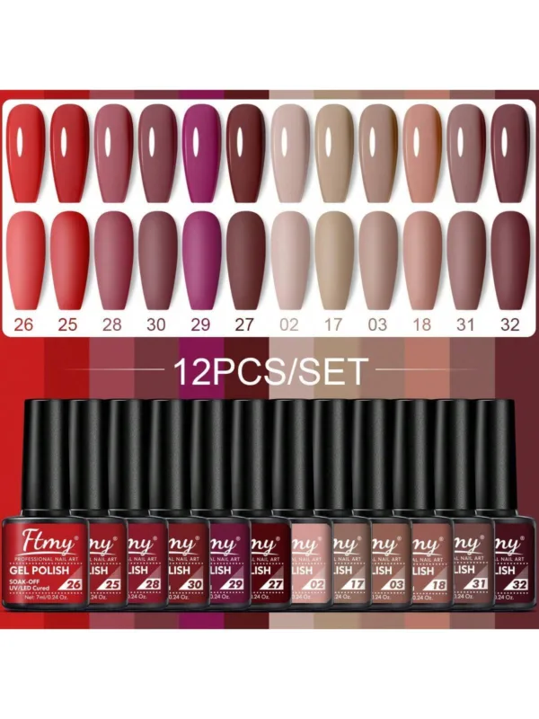 Vibrant 12-Piece Gel Nail Polish Set - Image 7