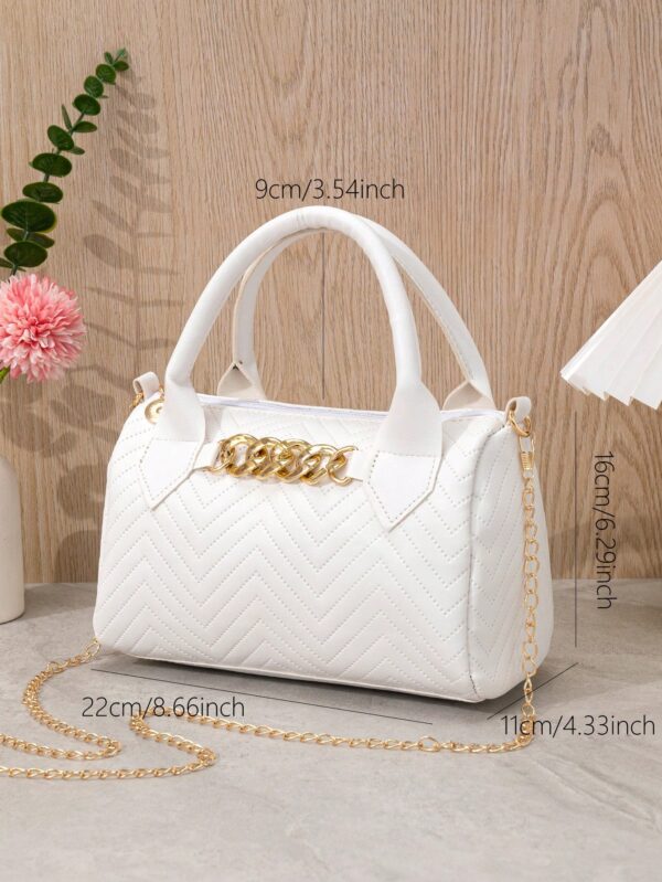 Large Thread Embroidery Chain Shoulder Bag - Image 2