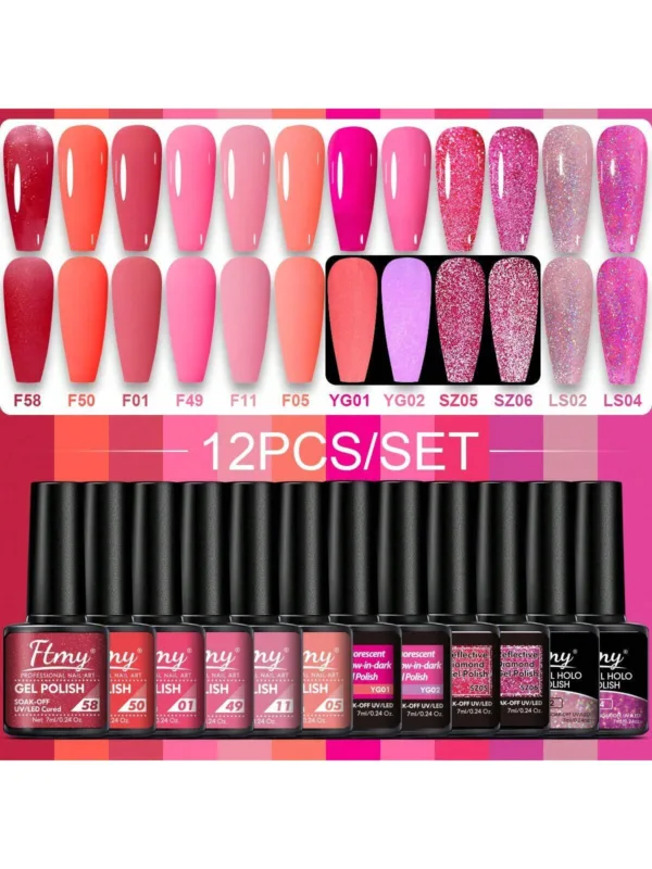 Vibrant 12-Piece Gel Nail Polish Set - Image 10