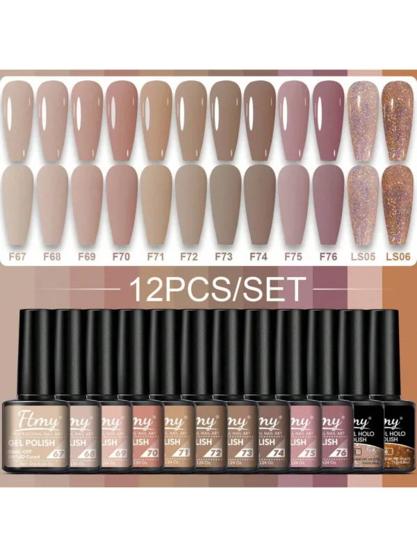 Vibrant 12-Piece Gel Nail Polish Set - Image 11