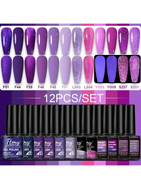 Vibrant 12-Piece Gel Nail Polish Set - Image 13