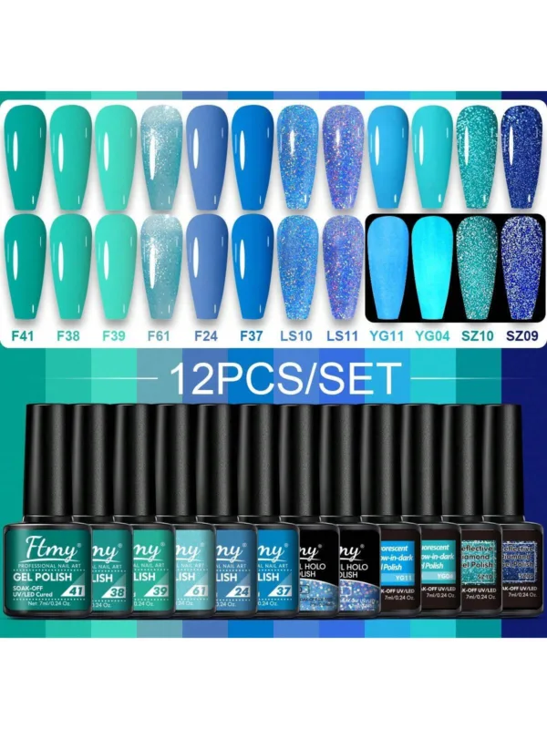 Vibrant 12-Piece Gel Nail Polish Set - Image 14