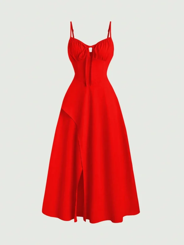 High Split Spaghetti Strap Midi Dress - Image 7