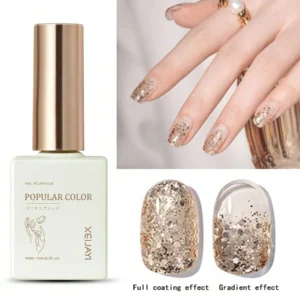 Gold Glitter Soak Off Gel Nail Polish 15ML