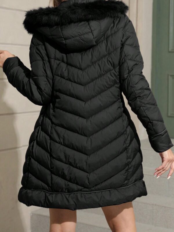 Warm Padded Jacket with Fluffy Hood - Image 2