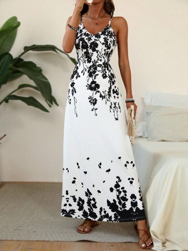 Tropical Floral Spaghetti Strap Maxi Dress - Image 4