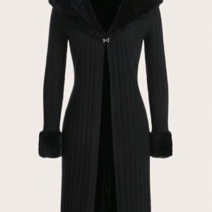 Versatile Black Knitted Waterfall Jacket