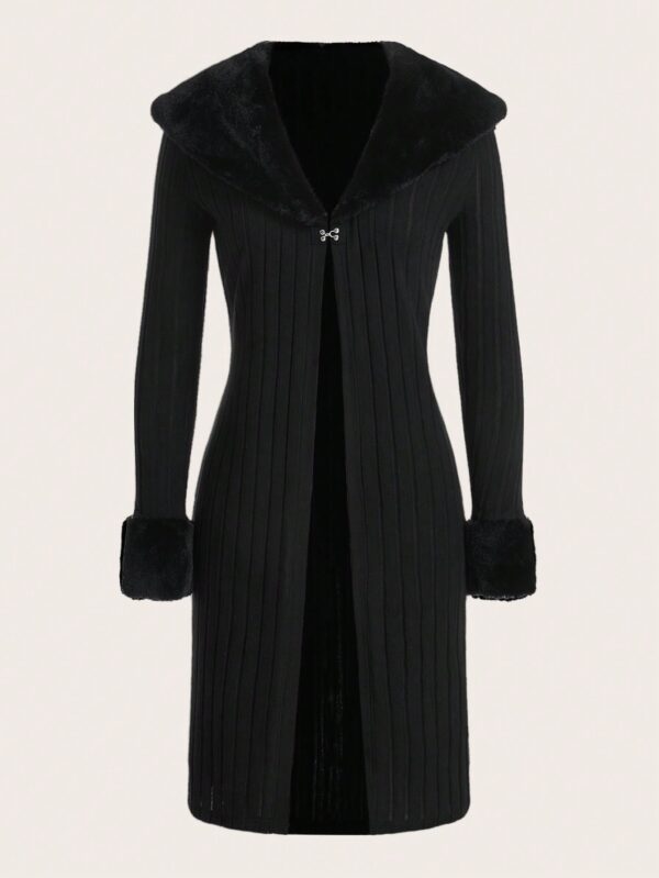 Versatile Black Knitted Waterfall Jacket