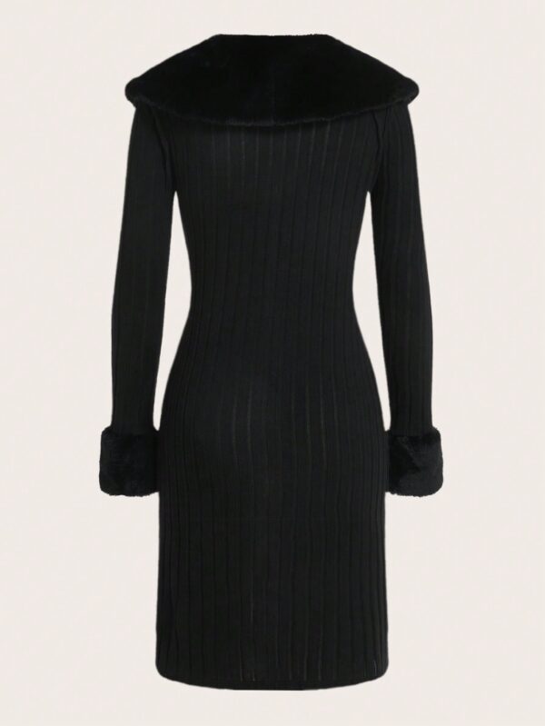 Versatile Black Knitted Waterfall Jacket - Image 2