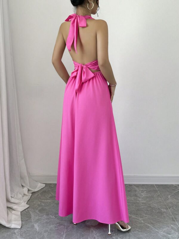 Pink Sleeveless Bow-Tie Waist Mini Dress  - Image 2