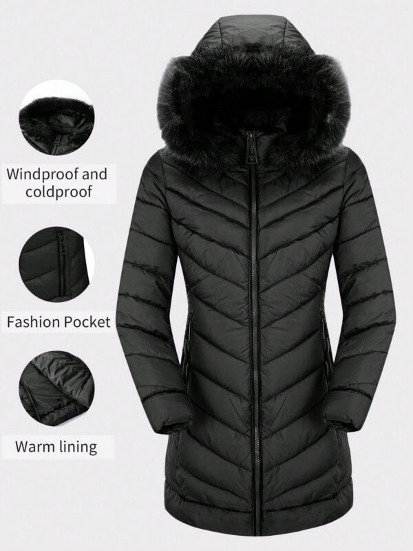 Warm Padded Jacket with Fluffy Hood