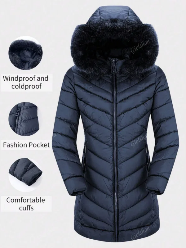 Warm Padded Jacket with Fluffy Hood - Image 8