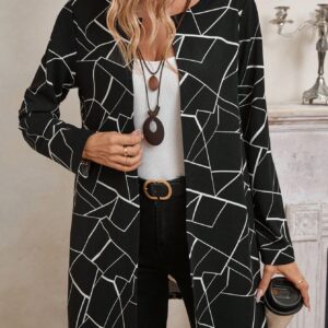 Stylish Printed Round Neck Cardigan for Autumn