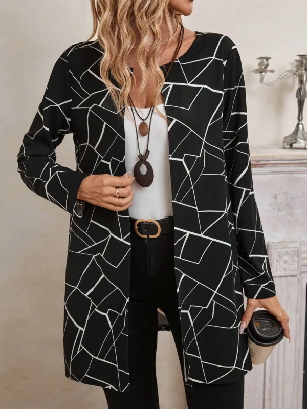 Stylish Printed Round Neck Cardigan for Autumn - Image 7