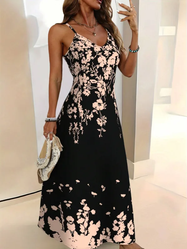 Tropical Floral Spaghetti Strap Maxi Dress - Image 6