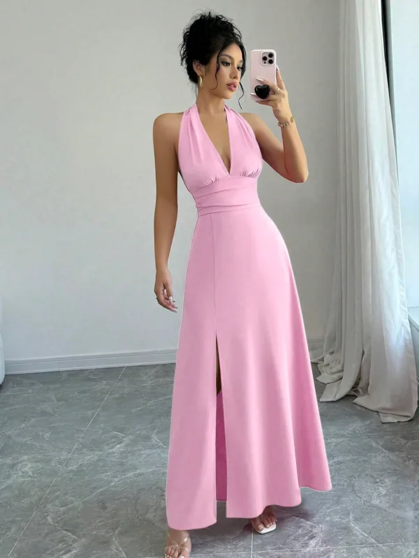 Pink Sleeveless Bow-Tie Waist Mini Dress  - Image 8