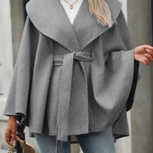 Solid Color Cloak with Bow Tie Belt