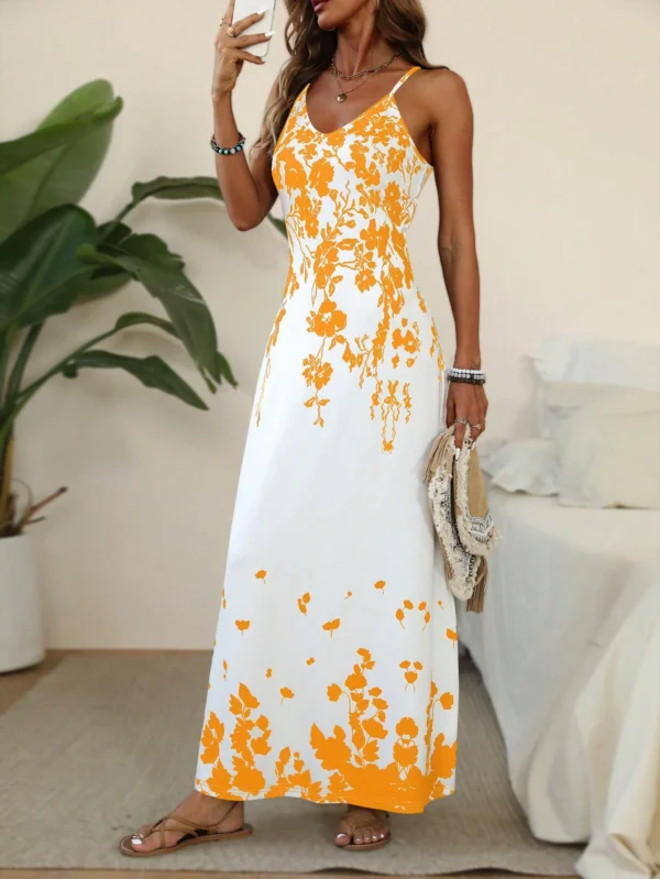 Tropical Floral Spaghetti Strap Maxi Dress - Image 13