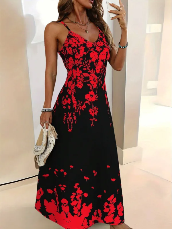 Tropical Floral Spaghetti Strap Maxi Dress - Image 7